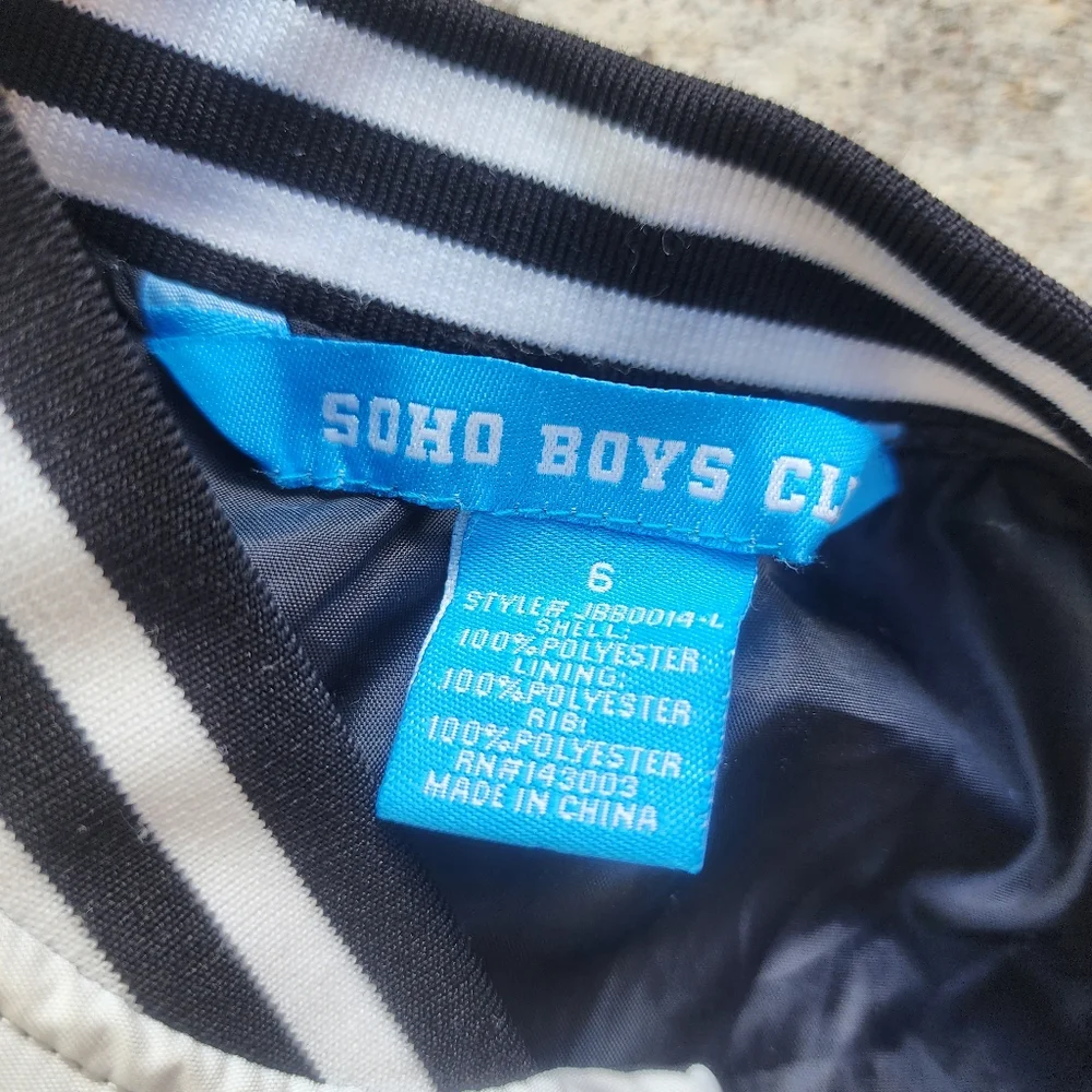 SOHO Boys Club Extreme‎ Black White Racing Jacket, Kids/Youth Sz 6